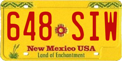 NM license plate 648SIW