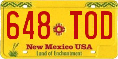 NM license plate 648TOD