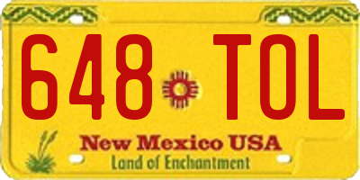 NM license plate 648TOL