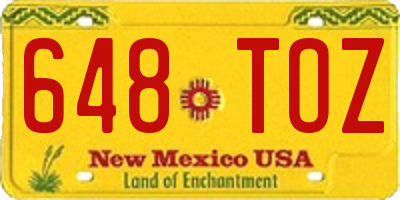 NM license plate 648TOZ