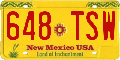 NM license plate 648TSW