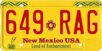 NM license plate 649RAG