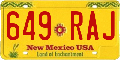 NM license plate 649RAJ