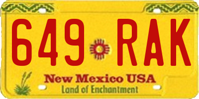 NM license plate 649RAK