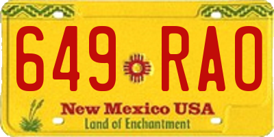 NM license plate 649RAO