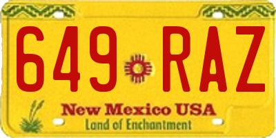 NM license plate 649RAZ
