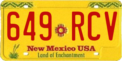 NM license plate 649RCV