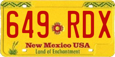 NM license plate 649RDX