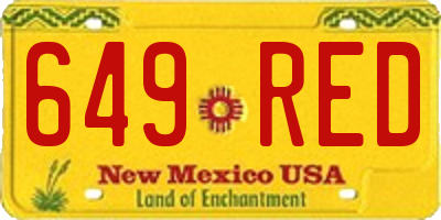 NM license plate 649RED