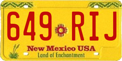 NM license plate 649RIJ