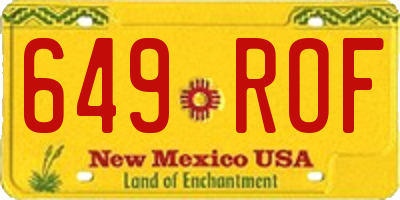 NM license plate 649ROF