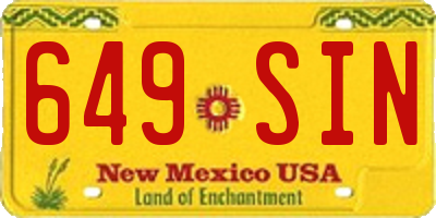 NM license plate 649SIN