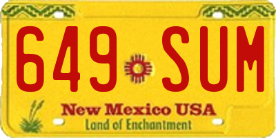 NM license plate 649SUM