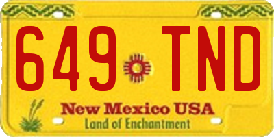 NM license plate 649TND