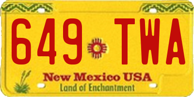 NM license plate 649TWA
