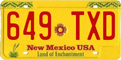 NM license plate 649TXD