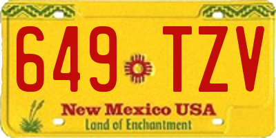 NM license plate 649TZV