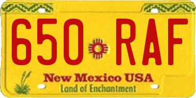 NM license plate 650RAF
