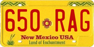 NM license plate 650RAG