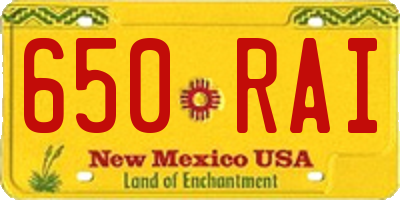 NM license plate 650RAI