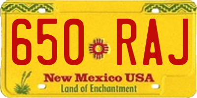 NM license plate 650RAJ