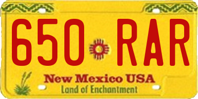 NM license plate 650RAR