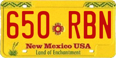 NM license plate 650RBN