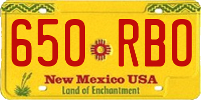 NM license plate 650RBO