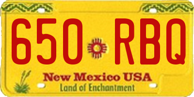 NM license plate 650RBQ