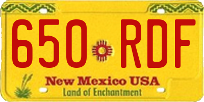 NM license plate 650RDF