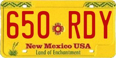 NM license plate 650RDY
