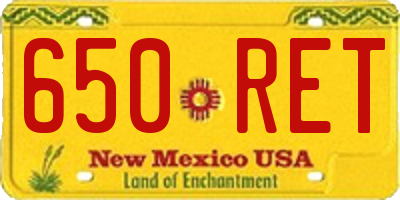 NM license plate 650RET