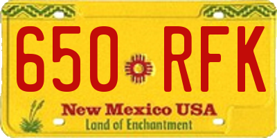 NM license plate 650RFK