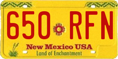 NM license plate 650RFN