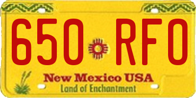 NM license plate 650RFO
