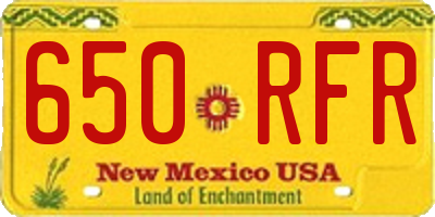 NM license plate 650RFR