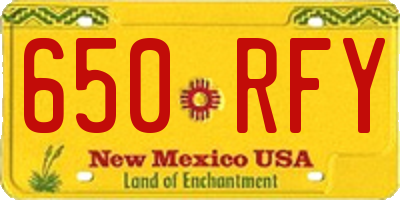 NM license plate 650RFY