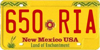 NM license plate 650RIA
