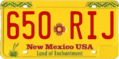 NM license plate 650RIJ