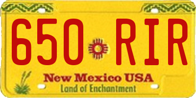 NM license plate 650RIR