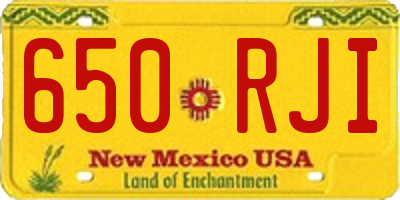 NM license plate 650RJI