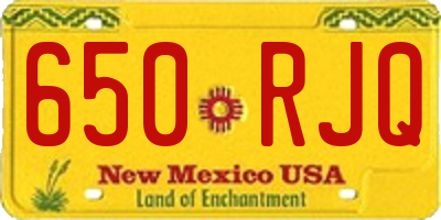 NM license plate 650RJQ