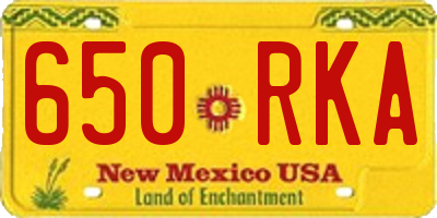 NM license plate 650RKA