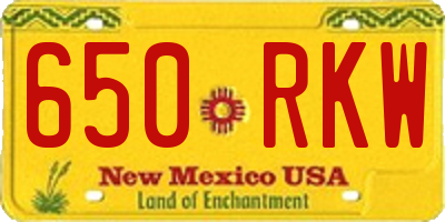 NM license plate 650RKW