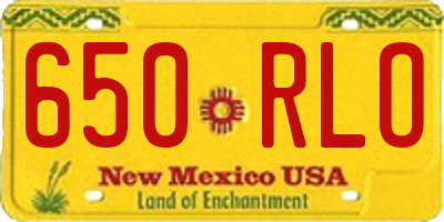 NM license plate 650RLO