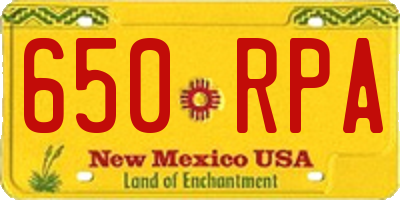 NM license plate 650RPA