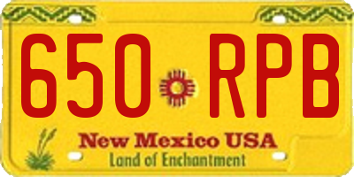 NM license plate 650RPB