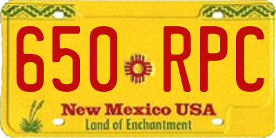 NM license plate 650RPC