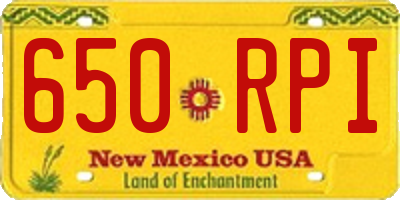 NM license plate 650RPI