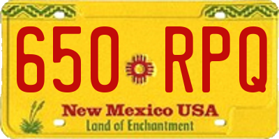 NM license plate 650RPQ